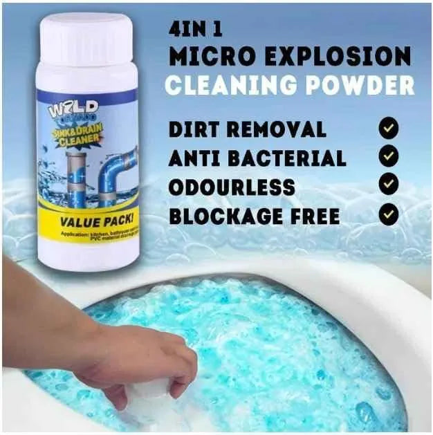 Desatascador Potente en Polvo – Limpieza Eficaz de Fregaderos e Inodoros